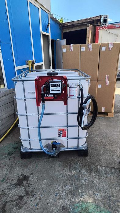 Ibc 1000l ministatie motorina echipata complet cu pompa 12v baterie auto
