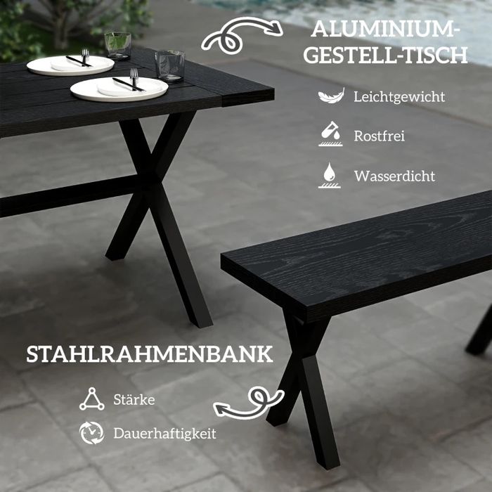 Outsunny маса с пейки комплект  за 6 души