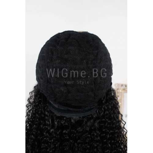 Дълга черна къдрава лейс фронт перука Лейла