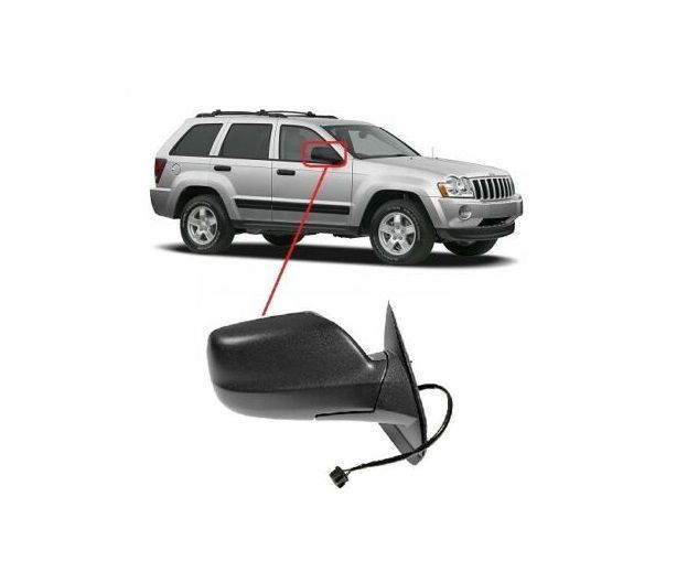 Oglinda exterioara Jeep Grand Cherokee (Wh), 01.2005-07.2010, partea Dreapta, culoare sticla crom, sticla convexa, cu carcasa neagra, cu incalzire, ajustare electrica,
