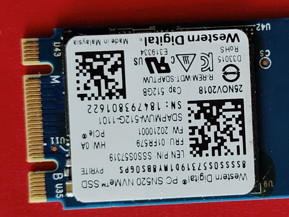 SSD Western Digital PC SN520 NVMe, capacitate 512 GB
