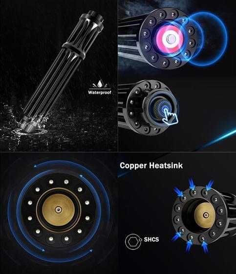 Най-Мощен Син Лазер Запалка Пали Клечка ГориБалон 50000mW 2х18650 21СМ