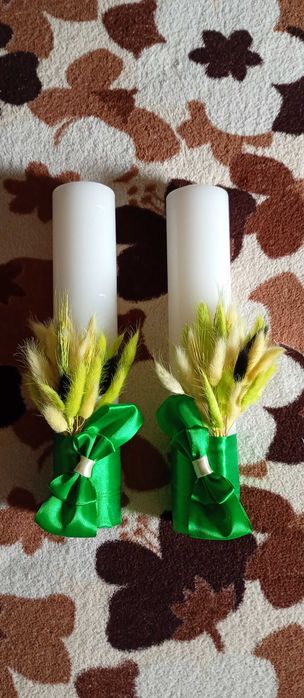 Set 2 lumânări + buchet de nuntă
