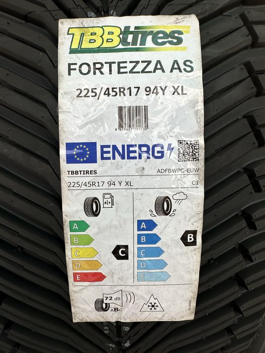 Нови всесезонни гуми TBB TIRES FORTEZZA AS 225/45R17 94Y XL БОРД 2254517
