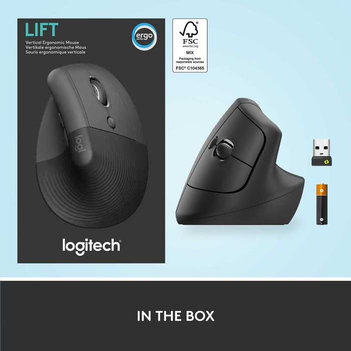Безжична Oптична Ергономична Мишка Logitech - Lift Vertical EMEA