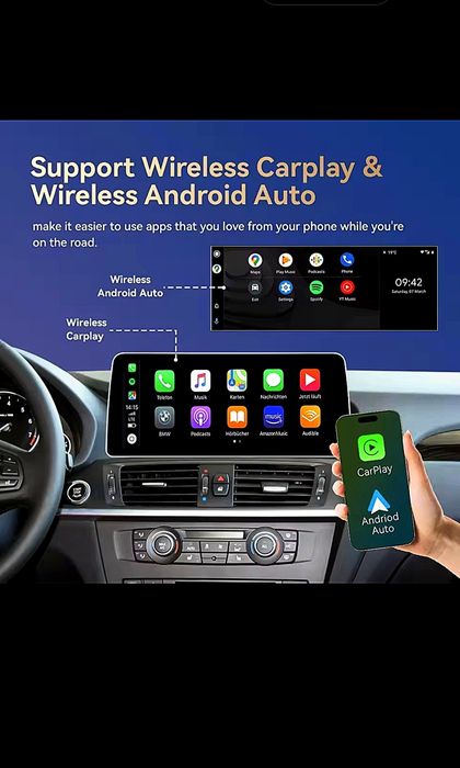 Navigație Android 14 BMW seriile E si F  CIC NBT si EVO, 12.3", Wireless CarPlay, GPS, 8gb ram, 128gb