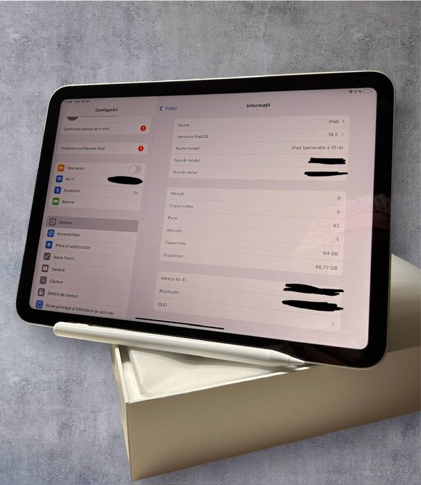 Apple iPad 10 Silver 64GB – stare foarte bună + stylus gratis