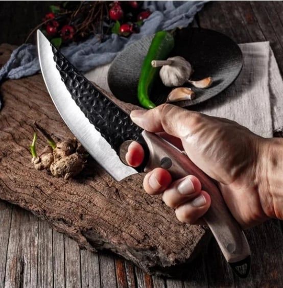 Cutit macelarie IdeallStore®, lucrat manual, 27 cm, teaca piele