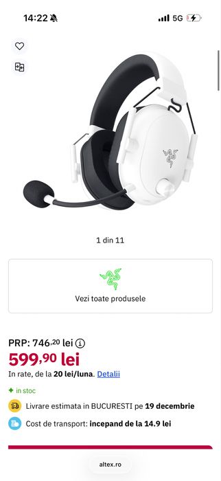 Casti Gaming Razer Blackshark V2 Hyperspeed