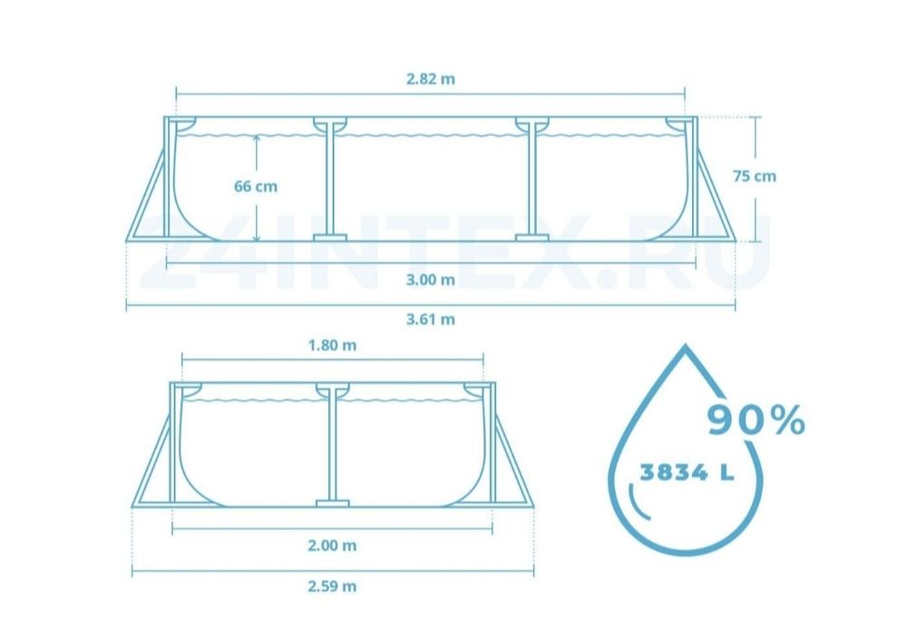 Бассейн 300×200×75см Intex Basseyn