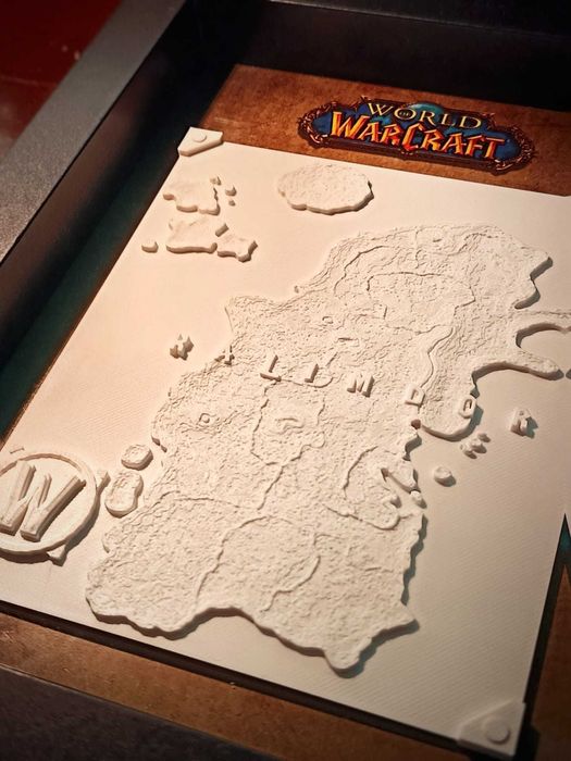 World Of Warcraft - Kalimdor Hartă în Ramă -3D Printed (22x17)