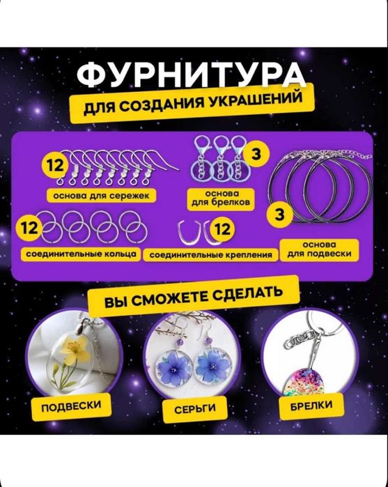 Набор для творчества и создания украшений из эпоксидной уф-смолы