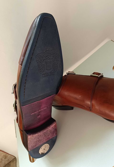 Pantofi monk 45.5 46 lucrati manual Melvin & Hamilton piele naturala