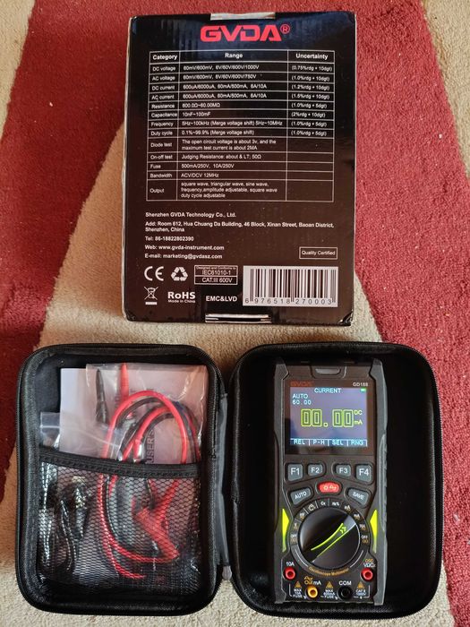 GVDA GD188 Complet de măsură digital All-in-One (3 în 1): Multimetru + Osciloscop + Generator de semnal, True RMS, 12 MHz, 50 Msps - NOU