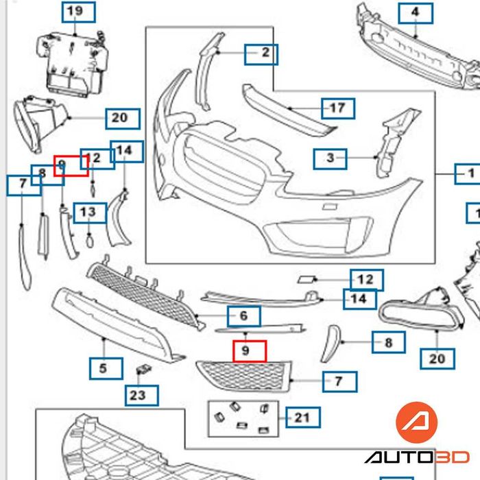 Jaguar XF Лайсна предна RS броня със стойка парктроник Лява CX238B290A
