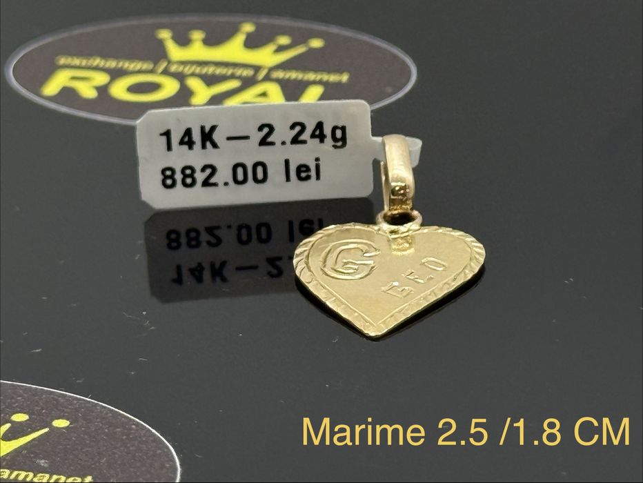 Bijuteria Royal : Pandantiv AUR 14K  G/ Inscriptionat GEO / 2.24 GR