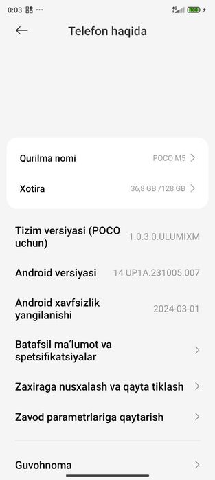 Poco m5 128/6 aybi yoq