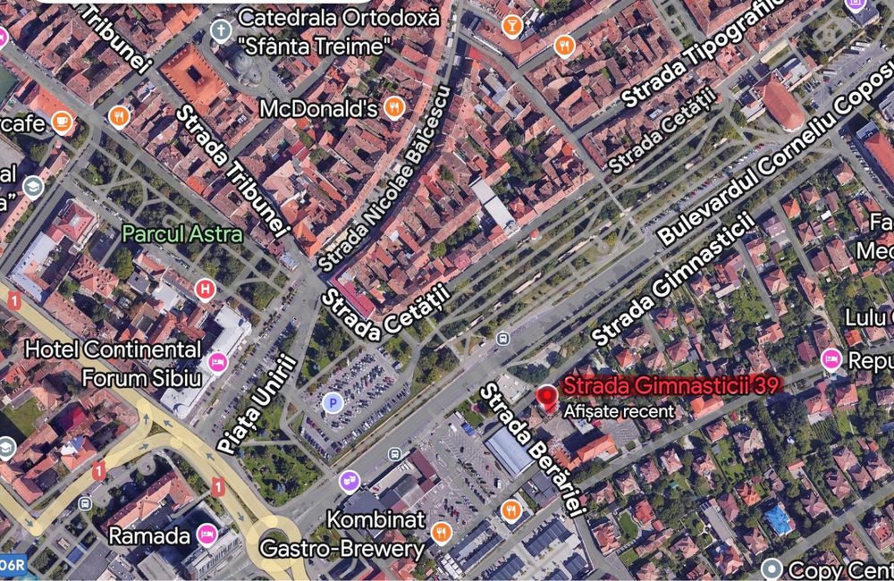 Cladire noua de închiriat , Proprietar persoana fizica ,130 mp/etaj ,ultracentral ,Gimnasticii 39B, Sibiu , vizibilitate foarte buna