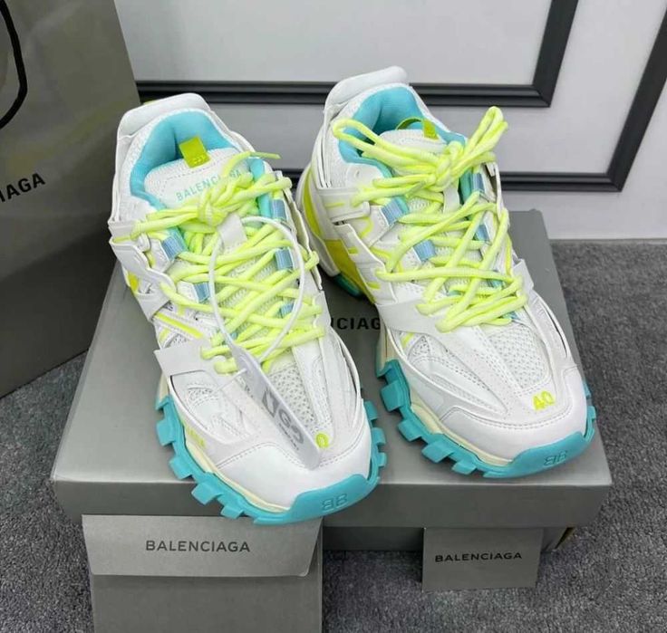 Balenciaga Track Sneaker "White/Neon Yellow/Light Blue"