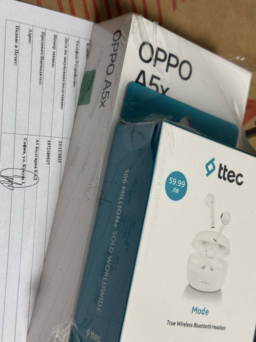 ЗАПЕЧАТАН 128GB Oppo A5x Гаранция А1 2027г. Black Blue / Черен / Син