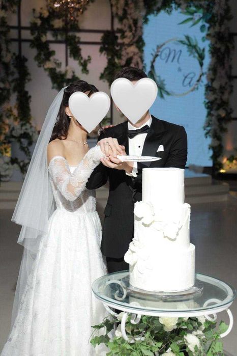 Свадебное платье мечты — корсет, шлейф, фата, бисер, на размер S-M