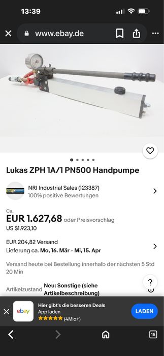 Lukas pompa hidraulica manuala PN500,SKS,Hazet,Gedore