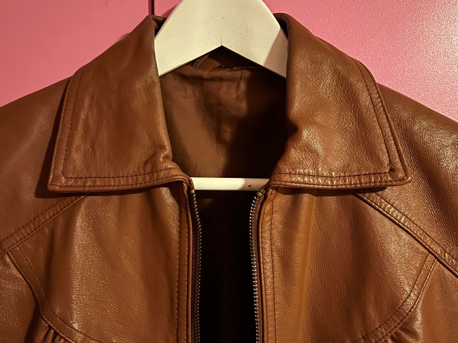 Италианско кафяво кожено яке ретро, S-M