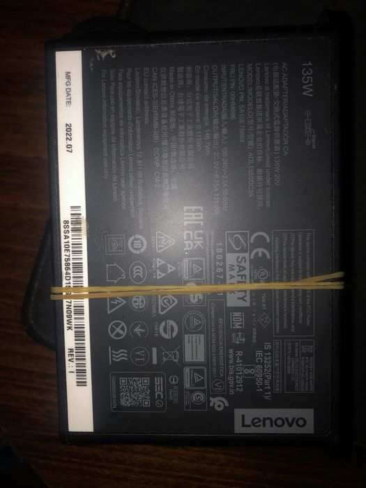 Оригинално зарядно за лаптоп Legovo Legion 135W 20v