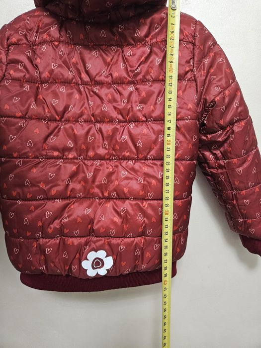 Geacă copii 4–5 ani, față dublă + captușeală pufoasă, bordo