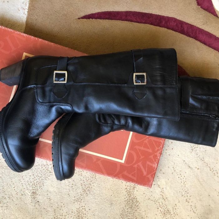 Cizme femei din piele imblanite marimea 38 negru