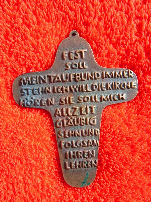 cadou rar Cruce Alfa & Omega bronz masiv Weinert vintage Germania 3buc