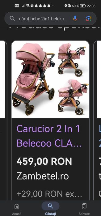 Cărucior 2in1 Belecoo roz