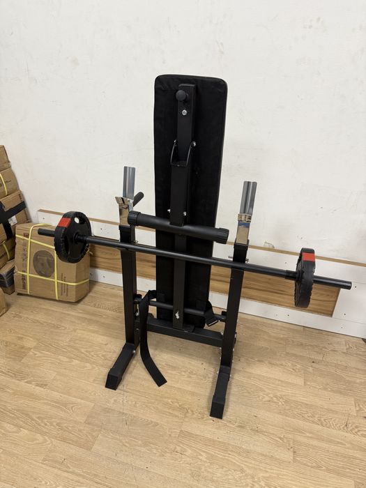 Banca piept dreapta si inclinat+bara haltera+discuri noi Germany