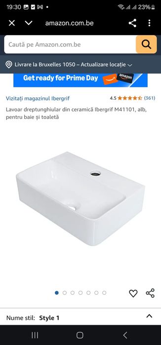 Lavoar dreptunghiular din ceramică Ibergrif M41101, alb, pentru baie ș