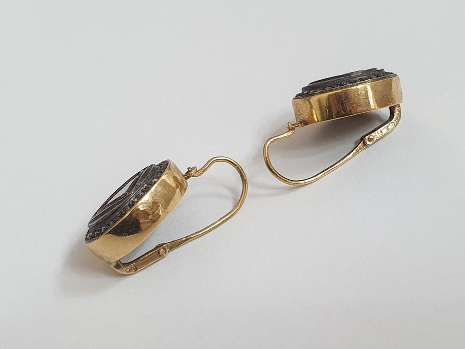 Cercei din aur de 14K cu diamante naturale și montură din argint – 15,37 g