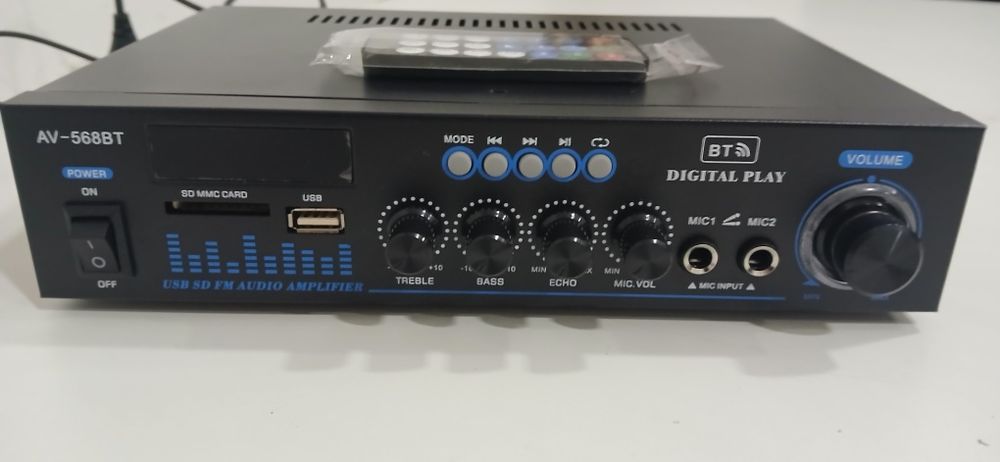 Amplificator Hi-Fi Bluetooth 5.0 cu radio FM și intrare USB – Portabil