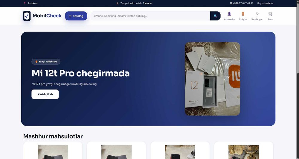 onlineshop project sotiladi sizning biznesingizga moslashtrb beramz