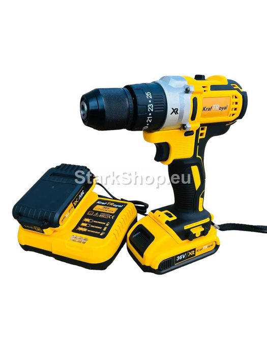 Акумулаторен ударен винтоверт KraftRoyal XR 36v 8AH с две батерии