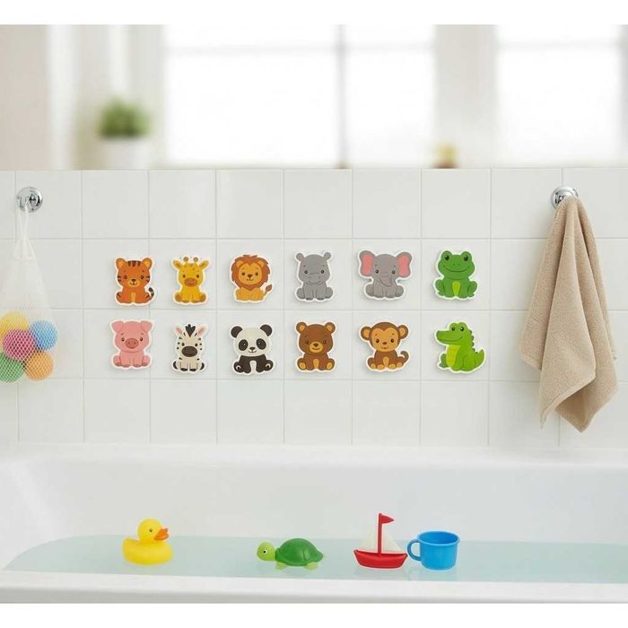 Set 12 animale din spuma pentru baie adezive pentru cada si faianta