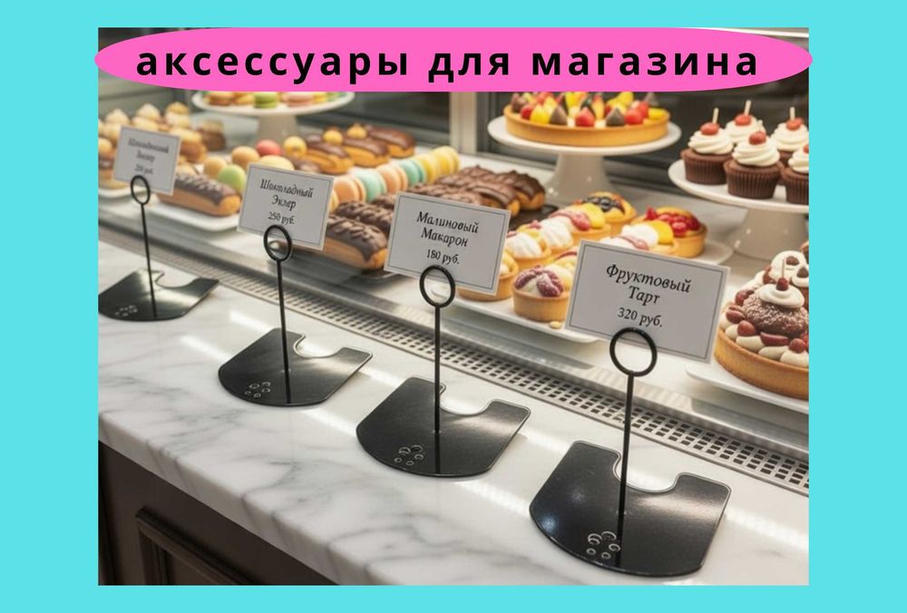 Ценник, держатели рам, меловые ценники, лотки для магазина, аксессуары