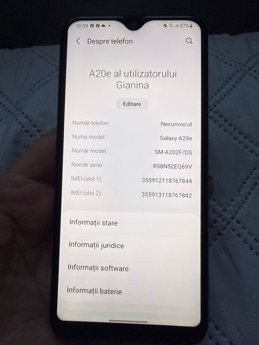 Vand Samsung A20e
