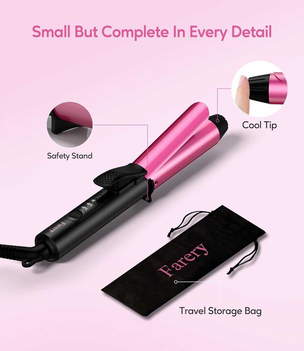 FARERY Керамична мини маша за къдрене с кератин и арган, 25 мм