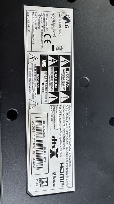 Boxa Soundbar LG SL8YG cu sunet Meridian . Defecta