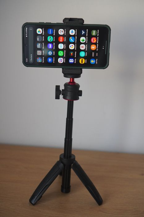 Mini trepied / selfiestick, adaptor telefon, metal, nou