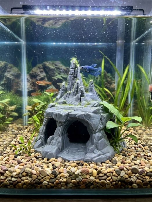 3D Пещера / Скала за аквариум от безопасен PETG – Укритие за рибки и скариди