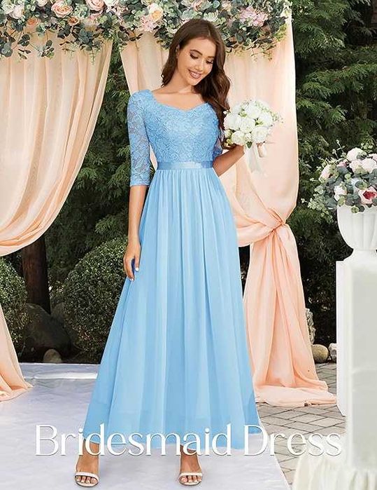 Елегантна дамска рокля Wedtrend, размер М, дълга дантелена рокля