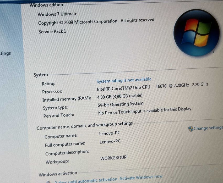 Laptop Lenovo ThinkPad R500 Core2Duo 4GB HDD