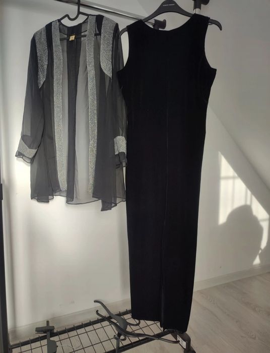 Rochie lunga de catifea cu blazer