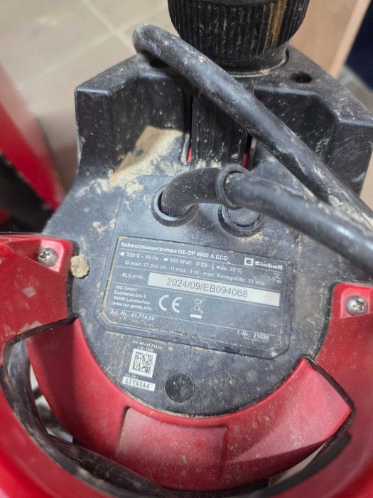 Pompa submersibila apa murdara Einhell GE-DP 6935 A ECO 690 W 17500 lh adancime 7 m inaltime 9 m particule 35 mm