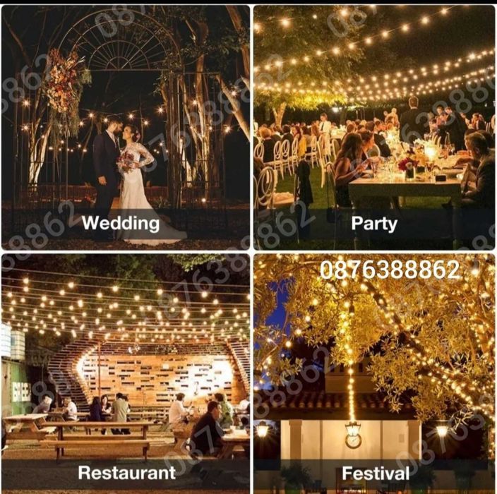 Външни лампи Светлинна верига от 20бр. Лед крушки за декорация